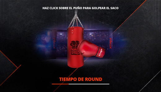 Juego personalizado de Canal XTRM con un saco de boxeo donde los usuarios dan puñetazos en un tiempo limitado