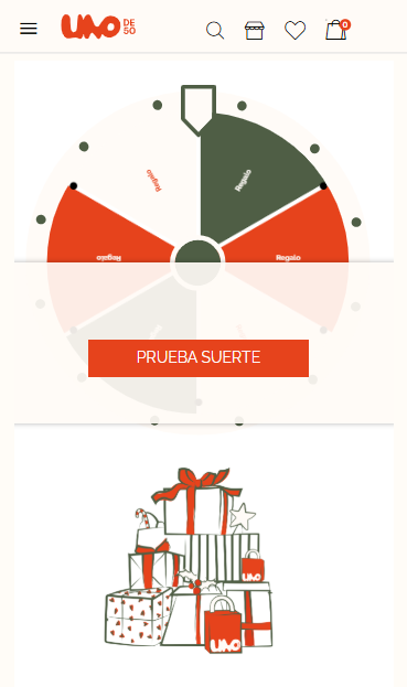 Ruleta de la fortuna personalizada para UNO de 50 con porciones de regalo y descuentos