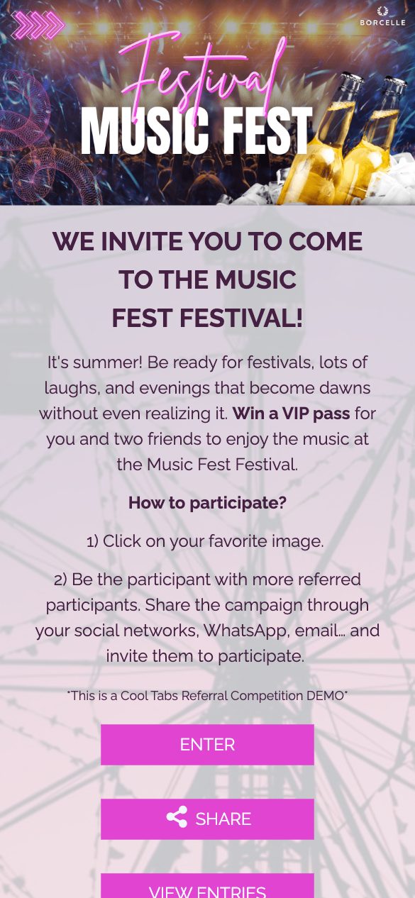 Referral contest to win VIP tickets to a festival