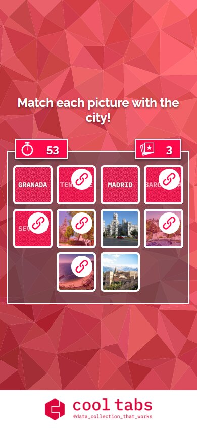Matching game to pair each city with its name against the clock