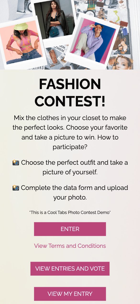 Outfit photo contest with a gallery and voting