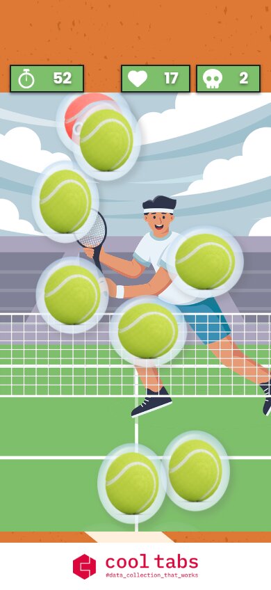 Tennis pop it to burst the balls before time runs out
